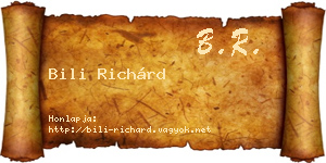 Bili Richárd névjegykártya